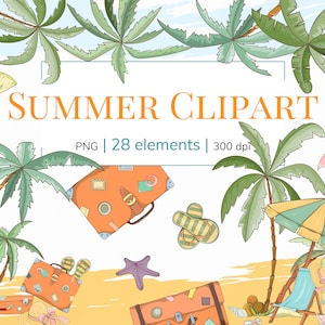 Summer clipart Summer vacation clipart Cute summer clipart Beach clip art Summer pool clipart Elegant beach clipart Summer party image 1