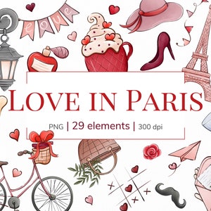 Día de San Valentín png / Clipart de amor / Acuarela de San Valentín png / Clipart de planificador de San Valentín / Archivos PNG de clipart de boda / Uso comercial