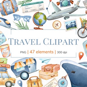 Sommer Reise Clipart | Aquarell Reise Clipart | Sommer Clipart | Reise Clip Art | Sommer Reiseplaner PNG Dateien