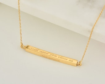 Personalization Bar Cremation Urn Necklace For Ashes, Tiny 4 Side Engraved Memorial Necklace, Horizontal Name Bar Necklace For Pet Loss,Gift