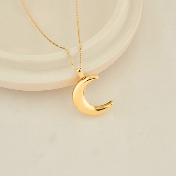 Crescent Moon Urn Necklace for Ashes, 925 Sterling Silver Cremation Necklace, Mom&Dad Loss Necklace, Pet Ashes Pendant, Memorial Necklace