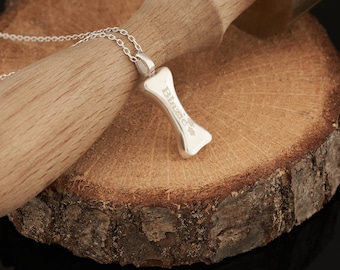 Personalized Ash Holder Bone Pendant, 925 Sterling Silver Pet Ashes Necklace, Cremation Necklace, Dog Loss Necklace, Keepsake Urn Necklace