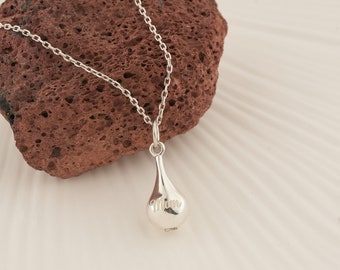 Luxury 925 Sterling Silver Cremation Urn Necklace for Human or Pet Ashes, Personalized Ash Holder Tear Drop Pendant, Handmade Jewelry, Gift