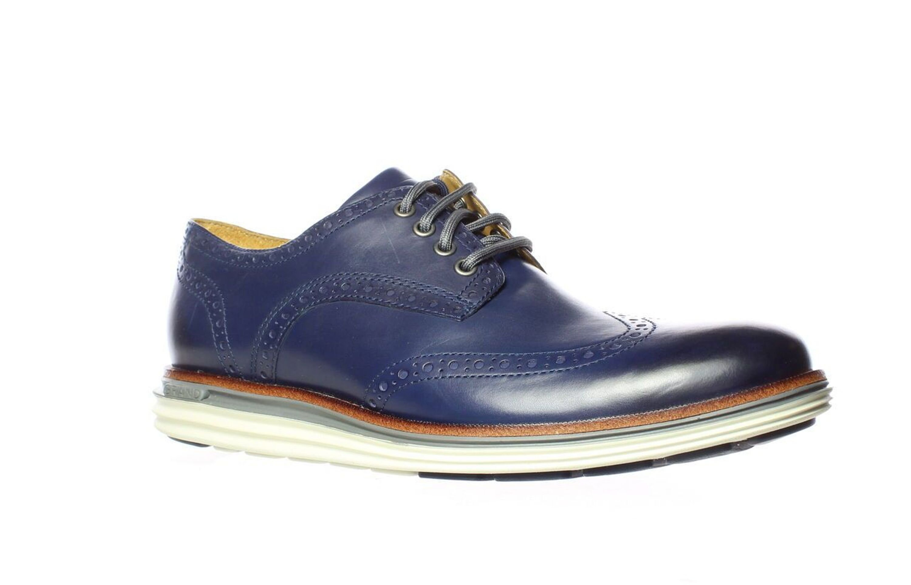 Cole Haan Mens Grand OS Marine Blue Leather Wingtip Oxford Shoes Men\'s Size 8.5‎ COLE HAAN Men main image 4