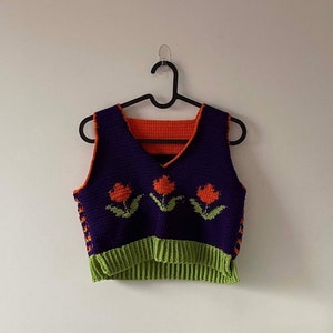 PDF Crochet pattern Tulips vest image 3