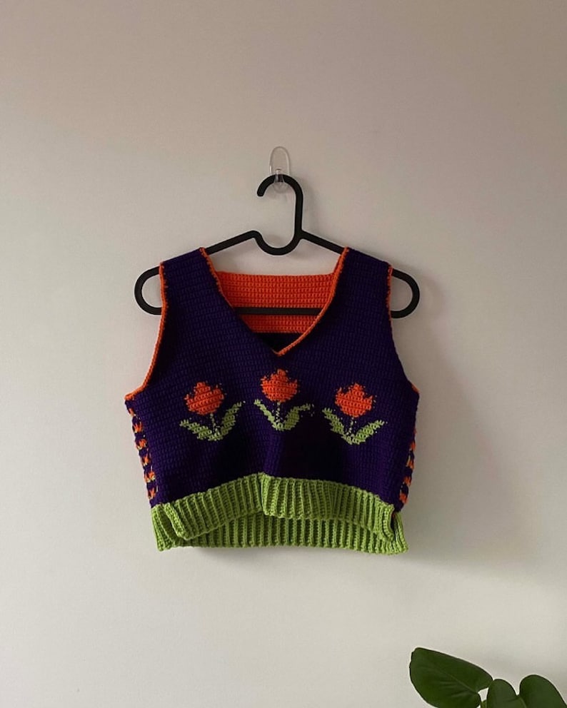 PDF Crochet pattern Tulips vest image 3