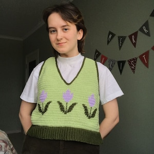 PDF Crochet pattern Tulips vest image 6