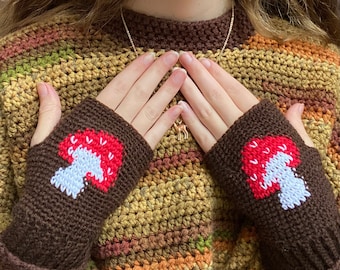 PDF Mushroom hand warmers crochet pattern