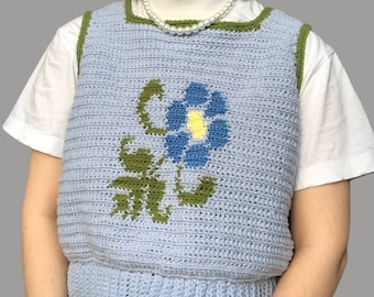 Patron de gilet fleur au crochet PDF