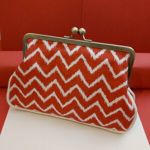 Gorgeous handmade handbag, rockabilly vibes, red and white zigzag pattern