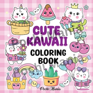 Cute Kawaii Cozy Coloring Book for Kids, Teens and Adults Featuring Sweet Treats and Super Cute Animal Characters Easy Simple Designs