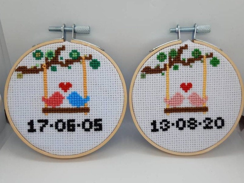 KIT OR CHART - Cross stitch Christmas Cards and Ornaments - 3 modern cute,  easy robin designs, fun xmas craft cross stitch patterns