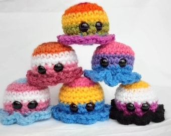 LGBT Pride Flag Crochet Octopus | Lesbian | Bisexual | Transgender | Pansexual | Non-Binary | Rainbow | Gift for LGBT | Plush | UK | Christm