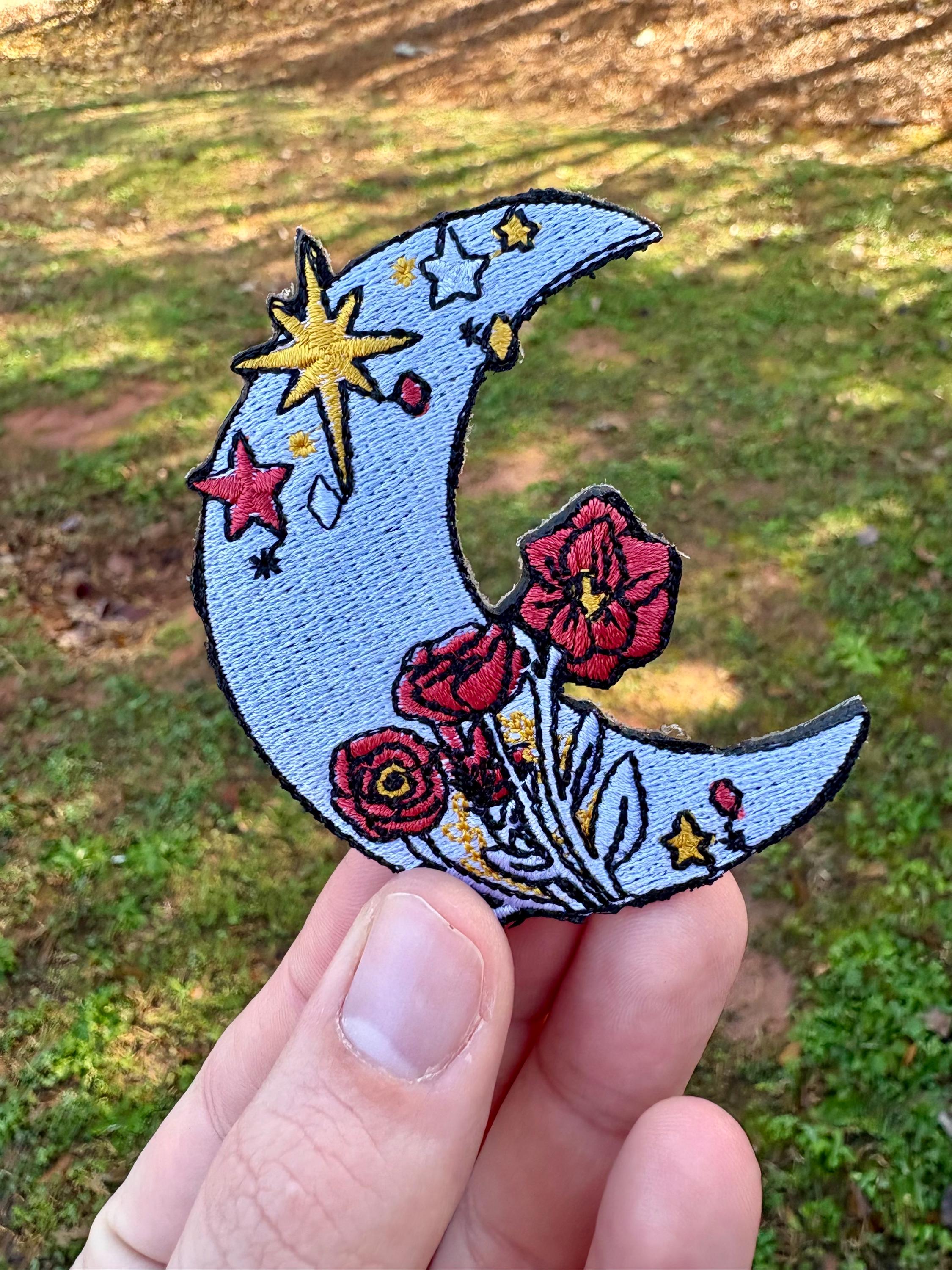Star Flower Moon Patch- Iron On Patch- Iron On Embroidered- Star Iron On Patch Moon Patch- Tarot Card Iron On Patch- Witch Iron On Patch
