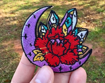 Crystal Moon Patch- Iron On Patch- Iron On Embroidered- Star Iron On Patch Moon Patch- Tarot Card Iron On Patch- Witch Iron On Patch