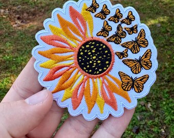 Flower Butterfly Patch- Iron On Patch- Iron On Embroidered- Star Iron On Patch Moon Patch- Tarot Card Iron On Patch- Witch Iron On Patch