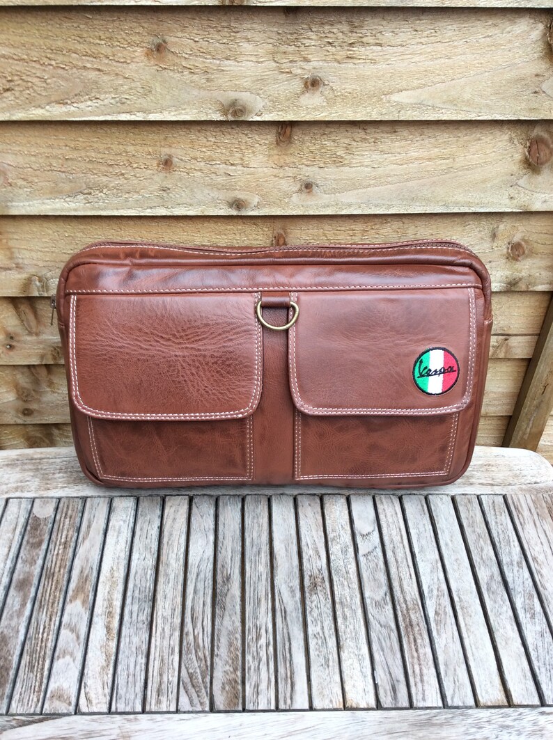 Italian Leather Glove Box Bag Piaggio Vespa Mods Scooter Made Etsy