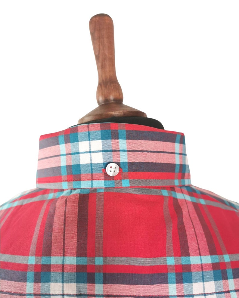 Limited Edition Red Check Cotton Shirt, Mod, Ska, Skinhead, 2tone, Red, Button Down, Cotton, Tailored, Soft image 8