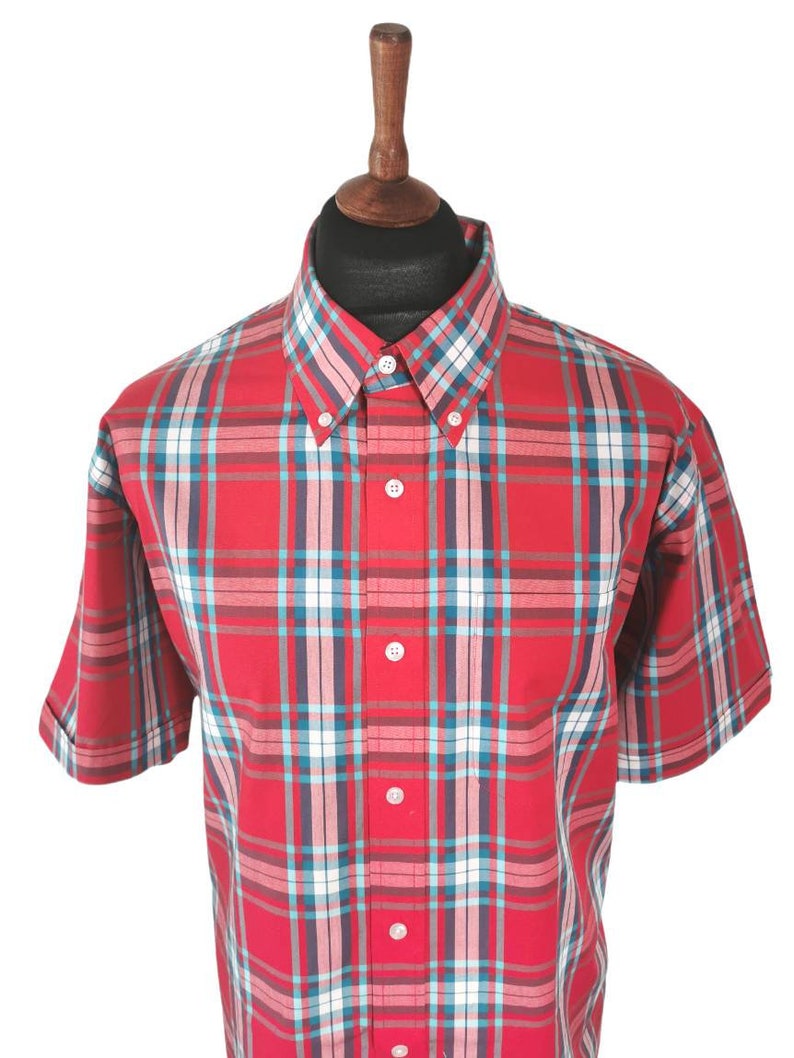 Limited Edition Red Check Cotton Shirt, Mod, Ska, Skinhead, 2tone, Red, Button Down, Cotton, Tailored, Soft image 2