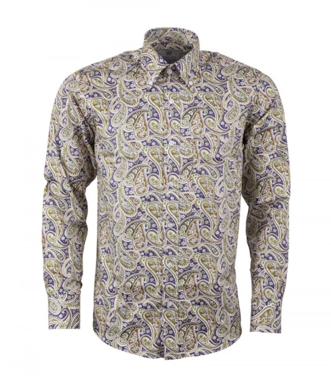 Regular Fit Short Sleeve Shirt - 60s Paisley Pastels