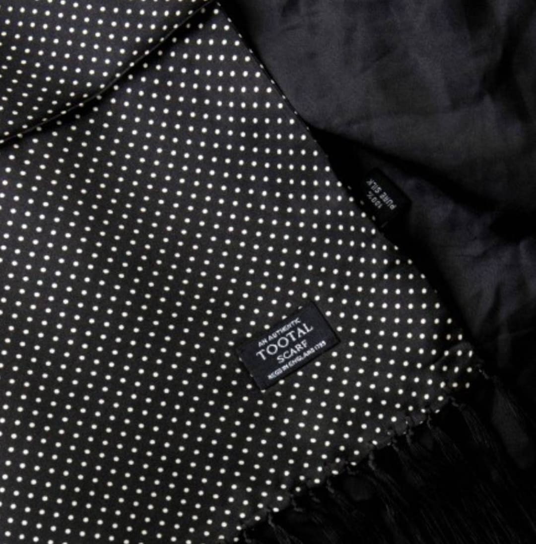 Buy Tootal Mod Vintage Black Poka Dot Silk Scarf Hand Made
