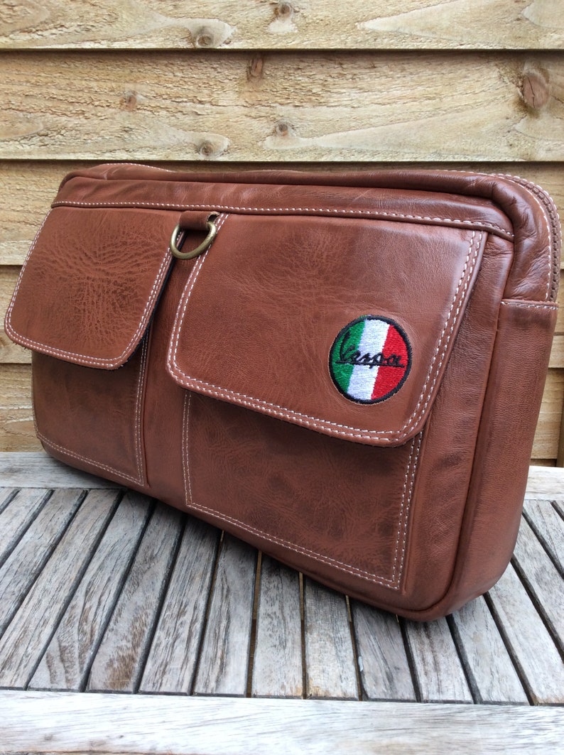 Italian Leather Glove Box Bag Piaggio Vespa Mods Scooter Made Etsy