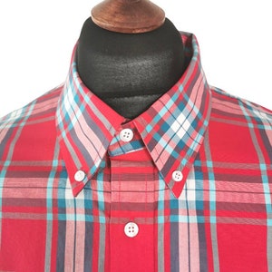 Limited Edition Red Check Cotton Shirt, Mod, Ska, Skinhead, 2tone, Red, Button Down, Cotton, Tailored, Soft image 1