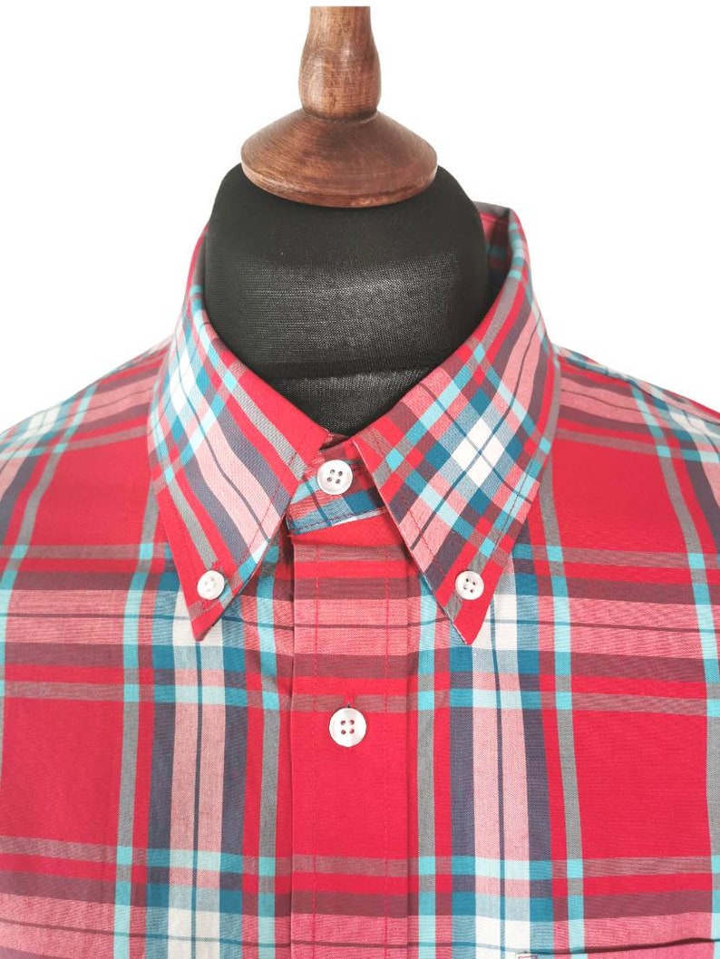 Limited Edition Red Check Cotton Shirt, Mod, Ska, Skinhead, 2tone, Red, Button Down, Cotton, Tailored, Soft image 1