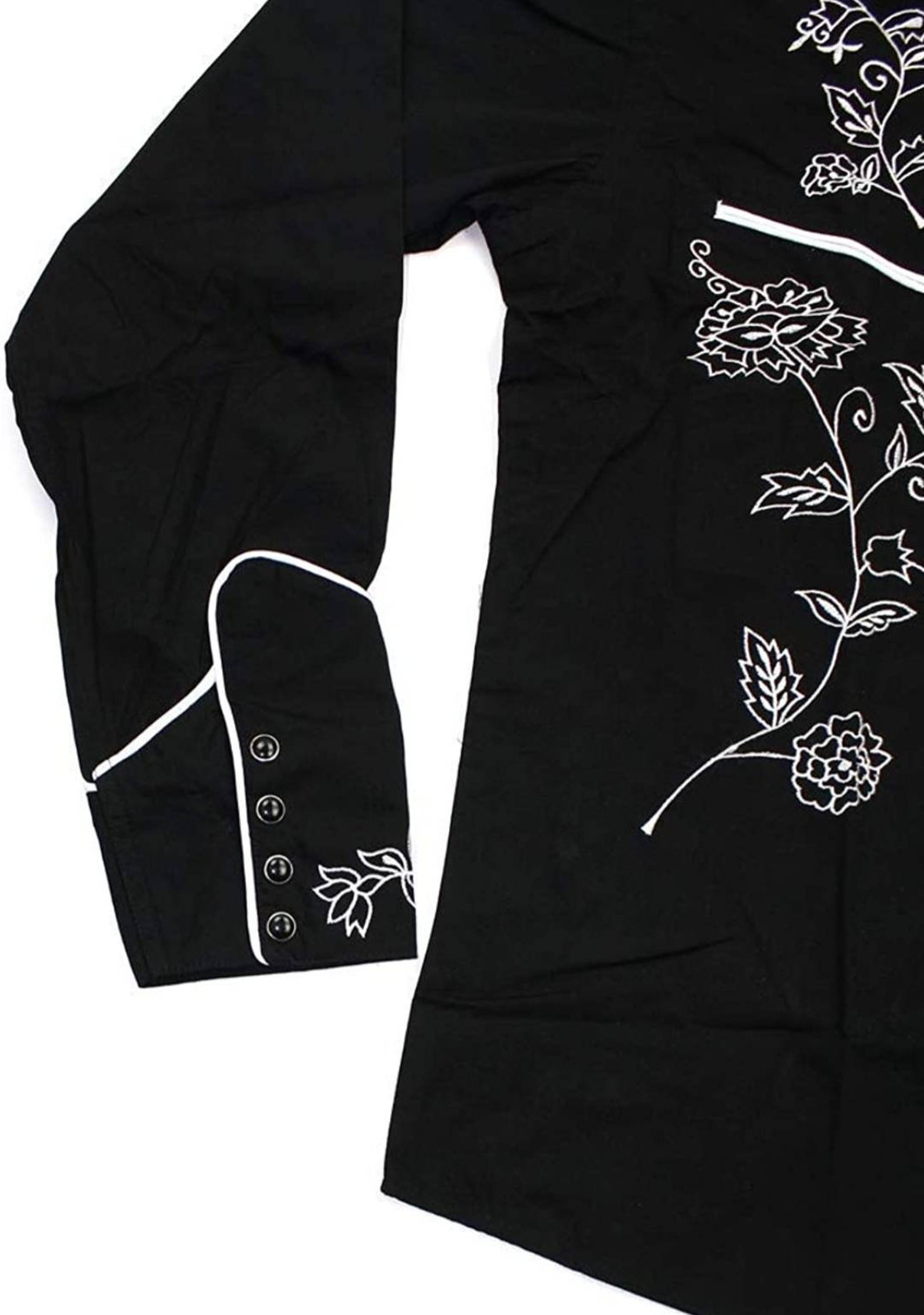 Black Cowboy Western Style Shirt Embroidered 100 Cotton Etsy