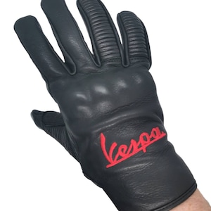 Vespa Scooter Gloves Italian Leather Mods Embroidered Hand Made Classic Scooter Made in Italy Piaggio image 5