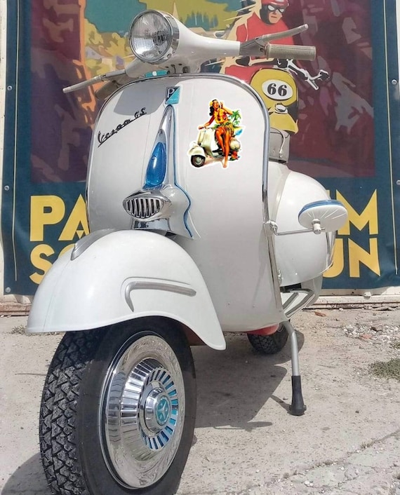 Vespa Pin Up Sticker / Gift / Piaggio / Mod / Vintage Scooter / Lambretta /