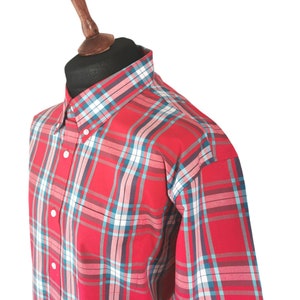 Limited Edition Red Check Cotton Shirt, Mod, Ska, Skinhead, 2tone, Red, Button Down, Cotton, Tailored, Soft image 4