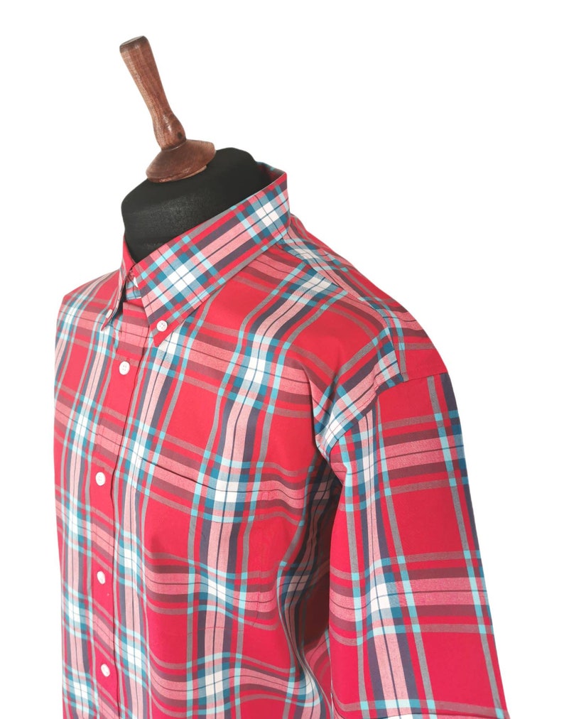 Limited Edition Red Check Cotton Shirt, Mod, Ska, Skinhead, 2tone, Red, Button Down, Cotton, Tailored, Soft image 4