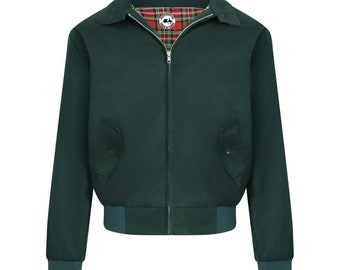 Chaqueta Harrington de gamuza real para hombre, estilo clásico con  cremallera, estilo Larry