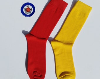 Mod Cotton Socks, Skinhead, Ska, Rock & Roll, Red, Yellow, Soft, Bright,