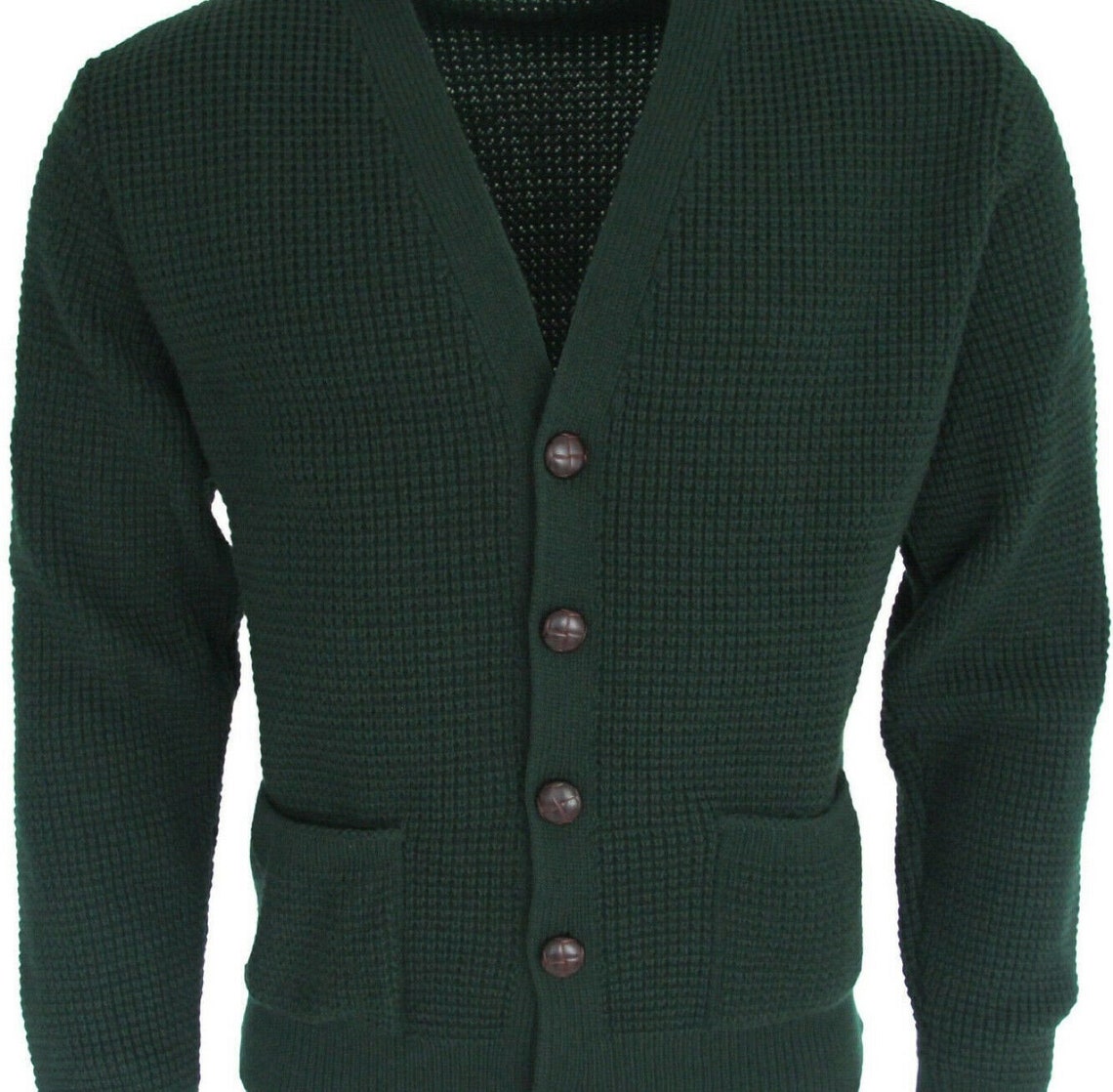Waffle Knit Cardigan 1980s Style Mod Ska Skinhead Wool Made in Etsy