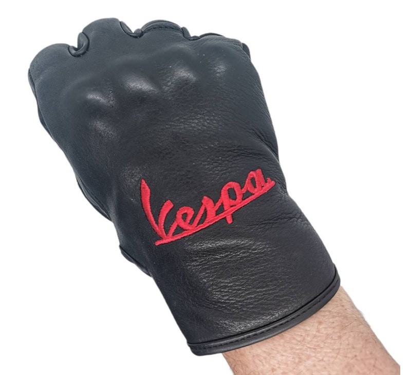 Vespa Scooter Gloves Italian Leather Mods Embroidered Hand Made Classic Scooter Made in Italy Piaggio image 6
