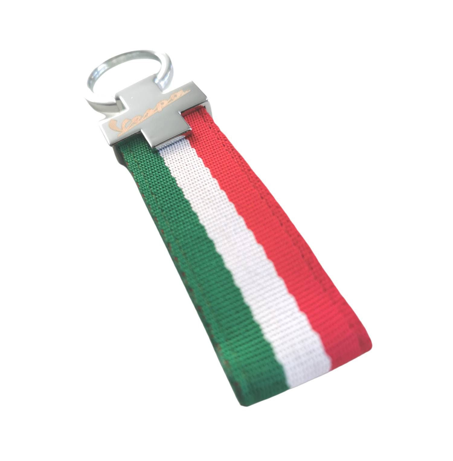 Italien Flagge Schlüsselanhänger - Metallring Mit Nylon Leder Band 11,5cm