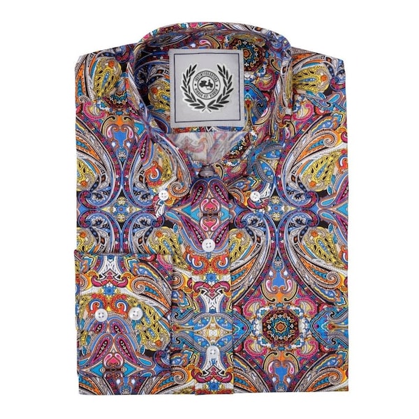 Chemise Mod Multi Paisley des années 1960 / Coton / Bouton vers le bas / Manches longues sur mesure / Petits visages / The Who