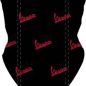 Vespa Face Black Neck Tube Mask Lambretta Scooter Vintage Style Gaiter Scarf Bandana