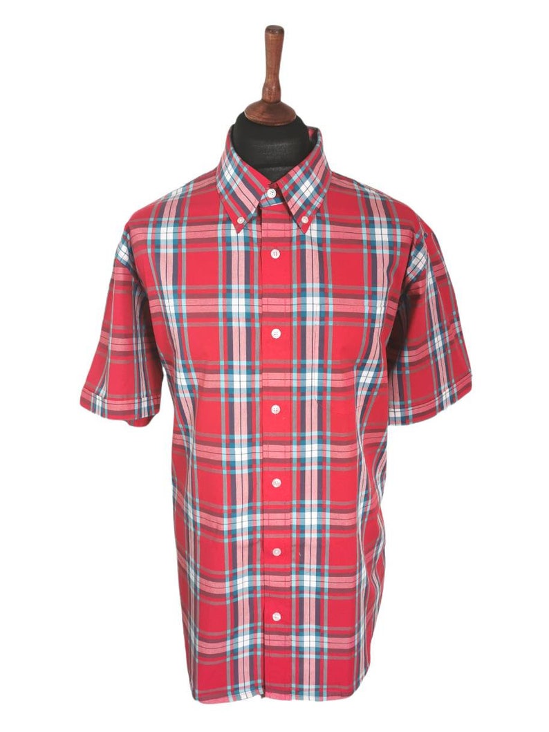 Limited Edition Red Check Cotton Shirt, Mod, Ska, Skinhead, 2tone, Red, Button Down, Cotton, Tailored, Soft image 3