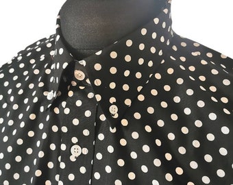 1960s, Style, Polka Dot, Mod Shirt, Cotton, Button Down Tailored Long Sleeve