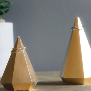 RING HOLDERS, Unique Gift Set , Concrete Jewelry Cone, Cement Ring Holder Display, Ring Cone, Geometric, Engagement, Wedding Set, Minimalist Gold