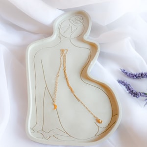 Unique Trinket Tray, Large Concrete Storage made with Cement, Female Goddess Ring Dish, Mom, Sister Wife, Anniversary Gift, Housewarming