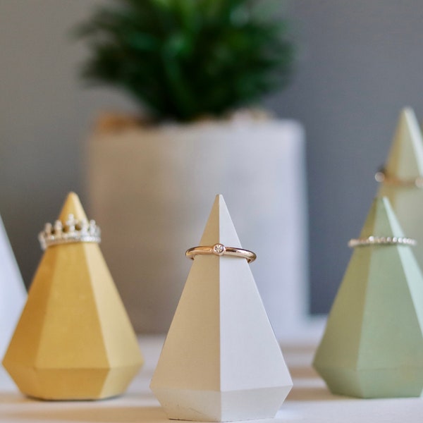 RING HOLDERS, Unique Gift Set , Concrete Jewelry Cone, Cement Ring Holder Display, Ring Cone, Geometric, Engagement, Wedding Set, Minimalist