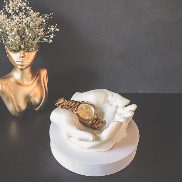 Jewelry Hand Bowl | Trinket Tray | Home Decor | Nordic Hand Statue | Souvenir | Minimalist | Concrete Hand Statute | Open Hands Key Holder|