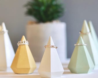 RING HOLDERS, Unique Gift Set Concrete Jewelry Cone, Cement Ring
