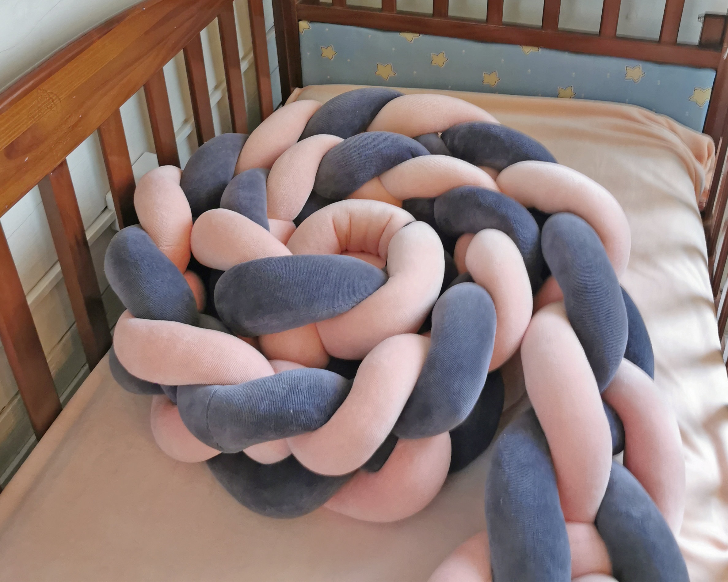 Braided Crib Bumper Twin bed bumper Crib bedding Cot Etsy