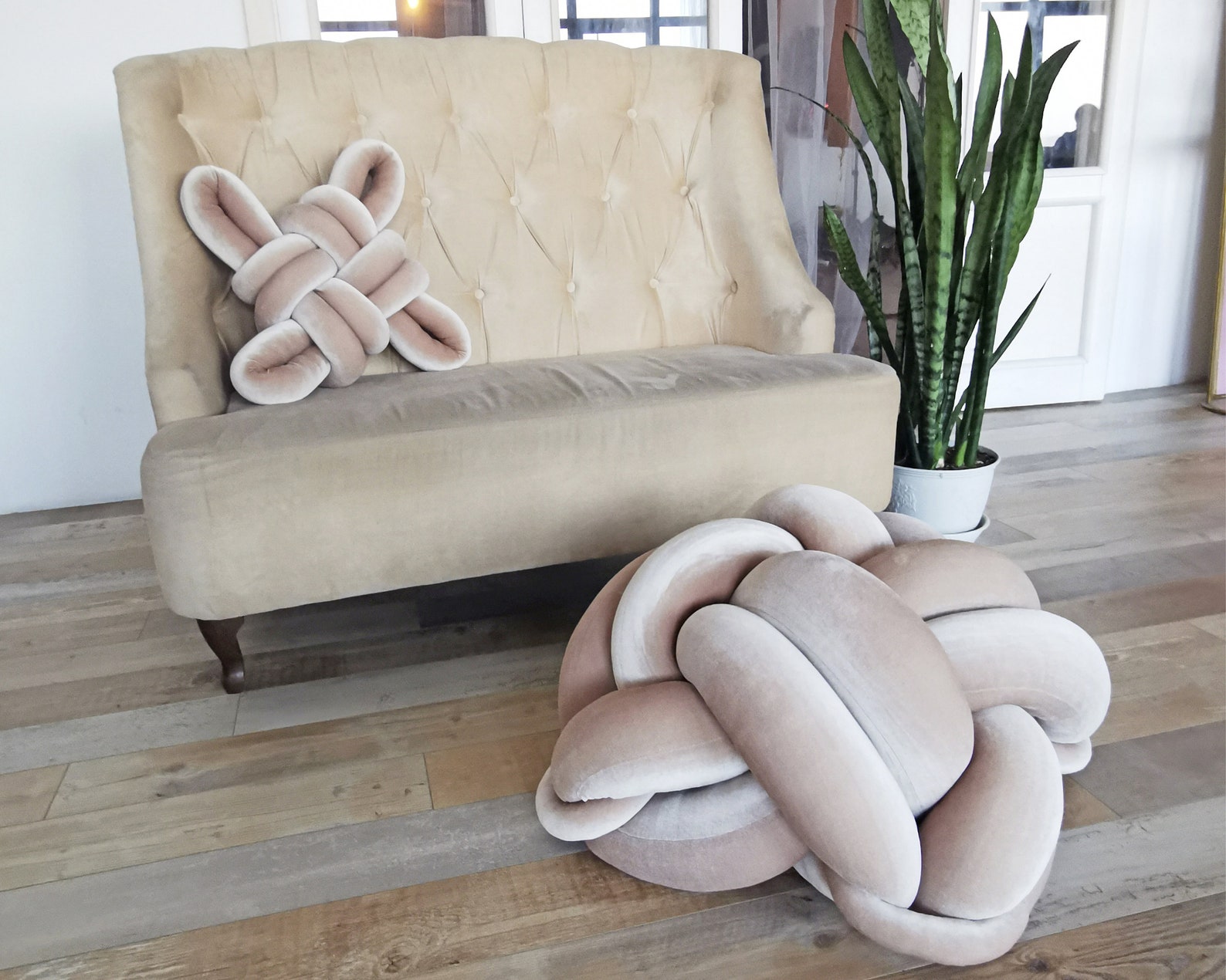 Knot Pillow Velvet Pouf Ottoman Turquoise Handmade Modern Etsy