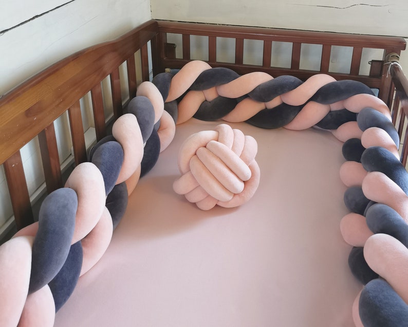 Braided Crib Bumper Twin bed bumper Crib bedding Cot | Etsy